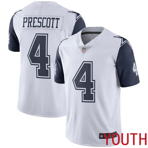 Youth Dallas Cowboys Limited White Dak Prescott 4 Rush Vapor Untouchable NFL Jersey